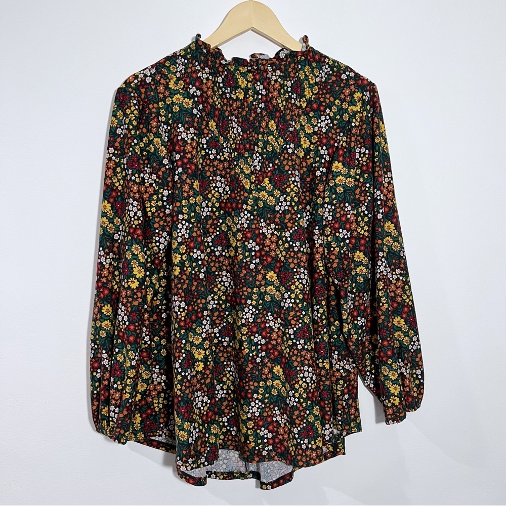 LulaRoe Floral Mockneck Flowy Top‎ Balloon Small Cottagecore Boho Casual Retro